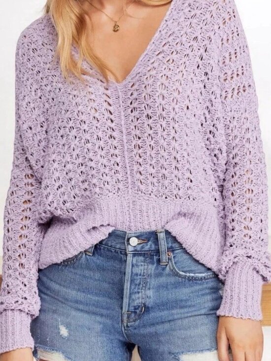 Free People Sweaters - Free People Best Of You Slouchy Oversized Open Weave Knit V-Neck Sweater Sm NWT